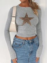 Devine Star Round Neck Long Sleeve T-Shirt OutfitFlow